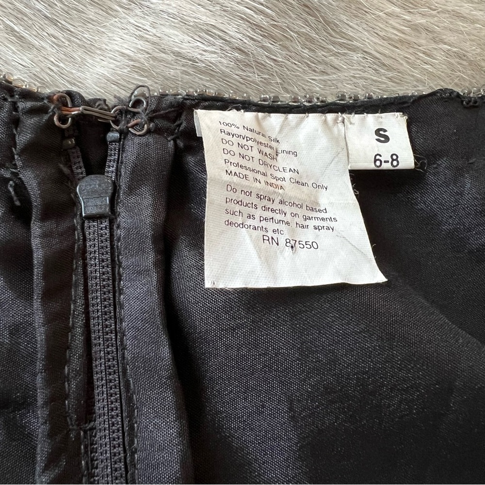 True 80’s Vintage AVENUE 7 CONTINENTAL FASHIONS INC Black Silk Heavy Beading S - Picture 3 of 16